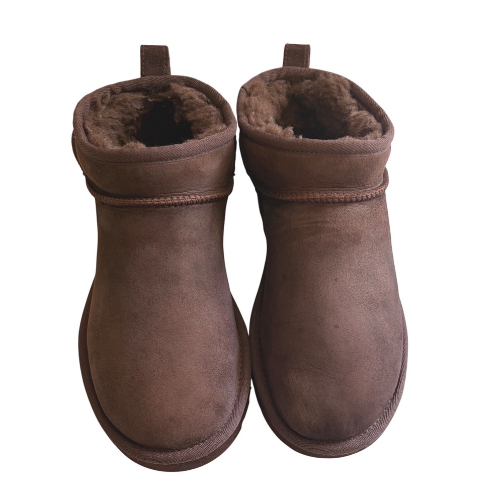 UGG Classic Ultra Mini Chocolate Brown Suede Ankle Boots 1116109 Womens 9